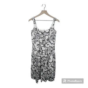 Lauren Ralph Lauren Black & White Floral Sleeveless Fit & Flare Dress, Size 4